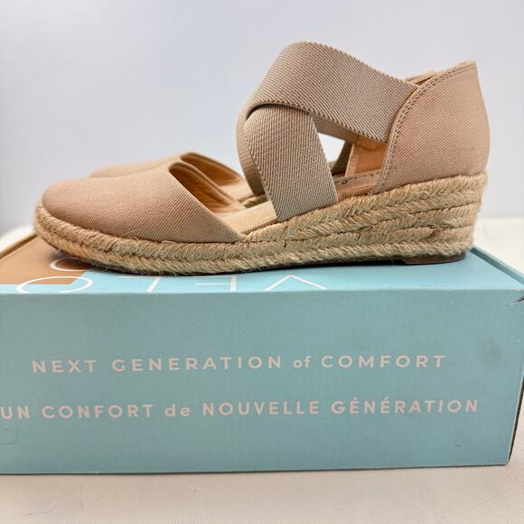 Lifestride 2.0 Keaton Tan Wedge Espadrilles 8M Slip On Comfy Elastic Straps - Picture 16 of 16